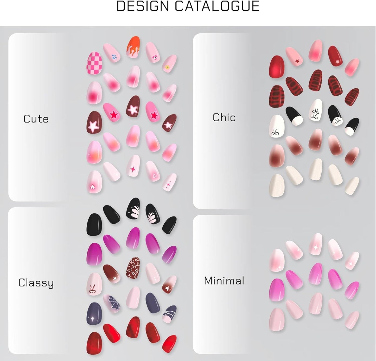 Semi Cured Gel Nail Strips - Trendy Nail Polish Wraps Works with Any UV Lamp - Long Lasting Easy Salon Manicure - 24pcs with 2 Prep Pads, Nail File & Cuticle Stick (Let's Break Up)