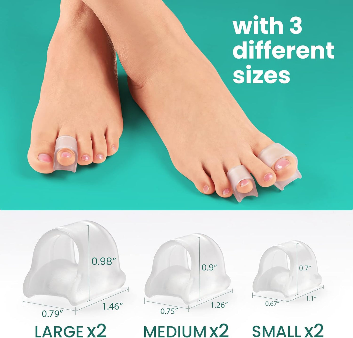 Welnove Hammertoe Corrector - Toe Straightener to Curled Toes, Broken toe, Bunion Corrector for Women and Men, Small*3 Pairs