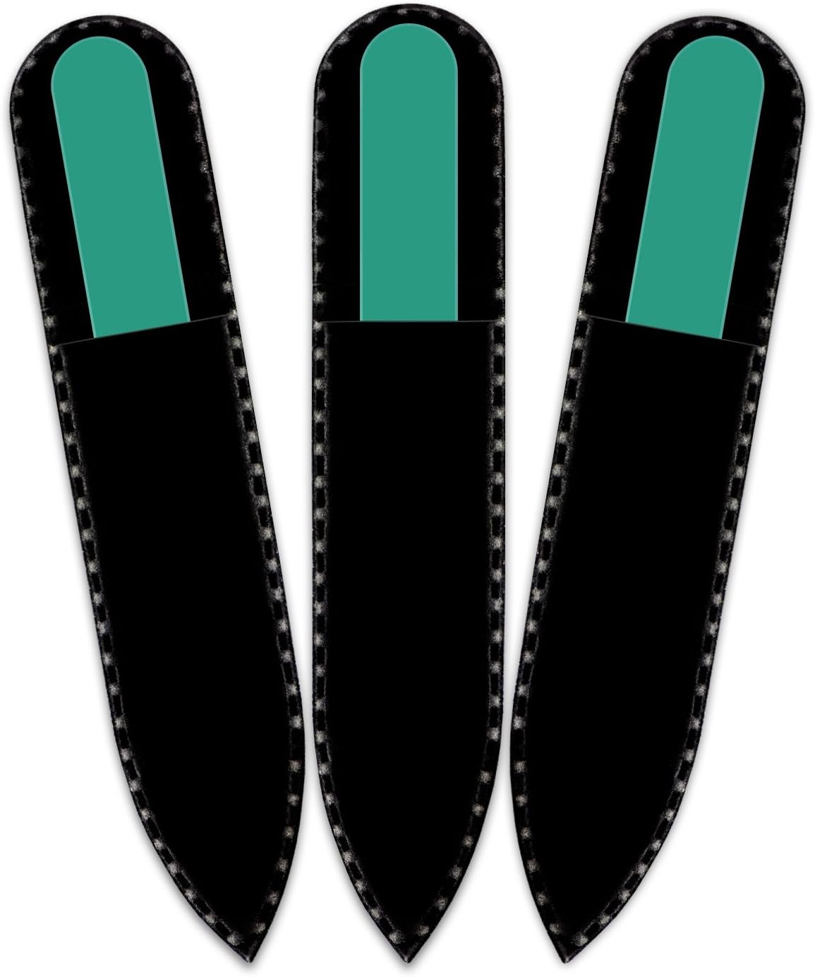 Color Crystal Nail File in Black Pouch - Small/Purse Size - Czech Tempered Glass - Handmade in Czech Republic
