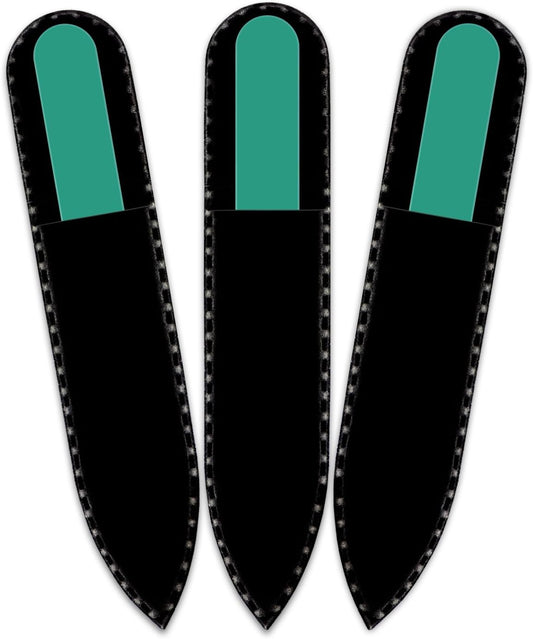 Color Crystal Nail File in Black Pouch - Small/Purse Size - Czech Tempered Glass - Handmade in Czech Republic