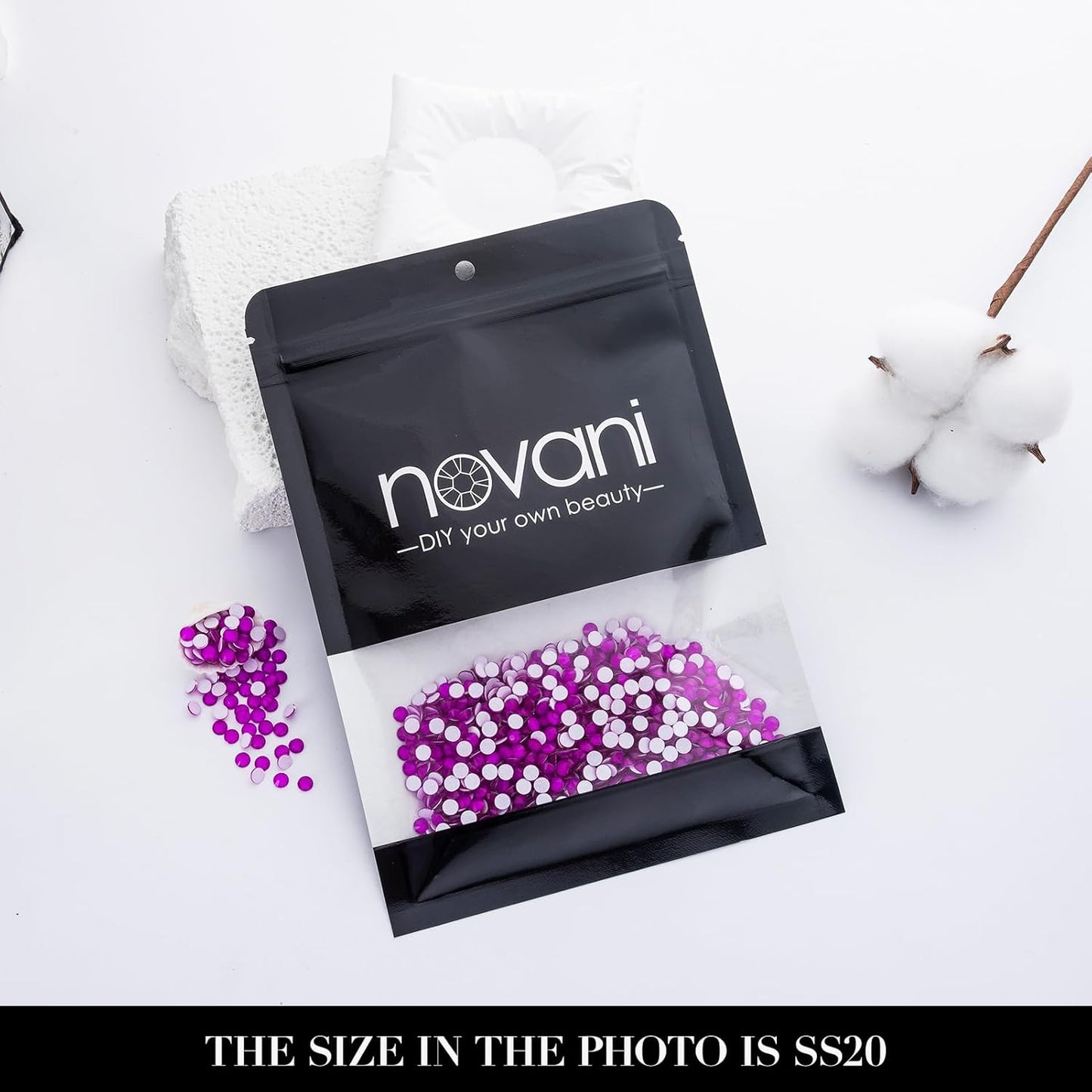 Novani 3000 Pieces Flatback Rhinestones Glass Round Gems Neon-Purple Crystals for Nail Art DIY Crafts Clothes Shoes,SS20,4.6-4.8mm