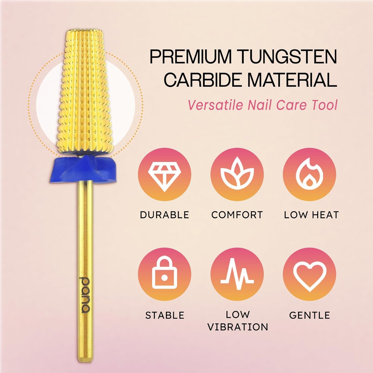 PANA 3/32" Shank 5-in-1 Nail Carbide Bit - (Triple Coarse - Medium Grit, Gold) - Two Way Rotate use for Both Left and Right Handed Fast Remove Acrylic or Hard Gel