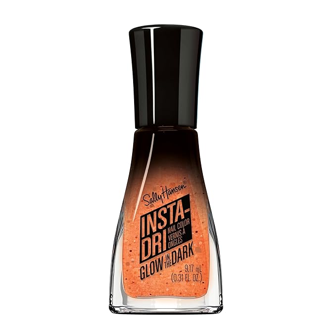 Sally Hansen Insta-Dri Nail Polish Halloween| Quick Dry, Long Lasting, Streak-Free Shine | Semi-opaque, Glittery | 732 Gourd-geous | Glow in the Dark Pale Orange Nail Color