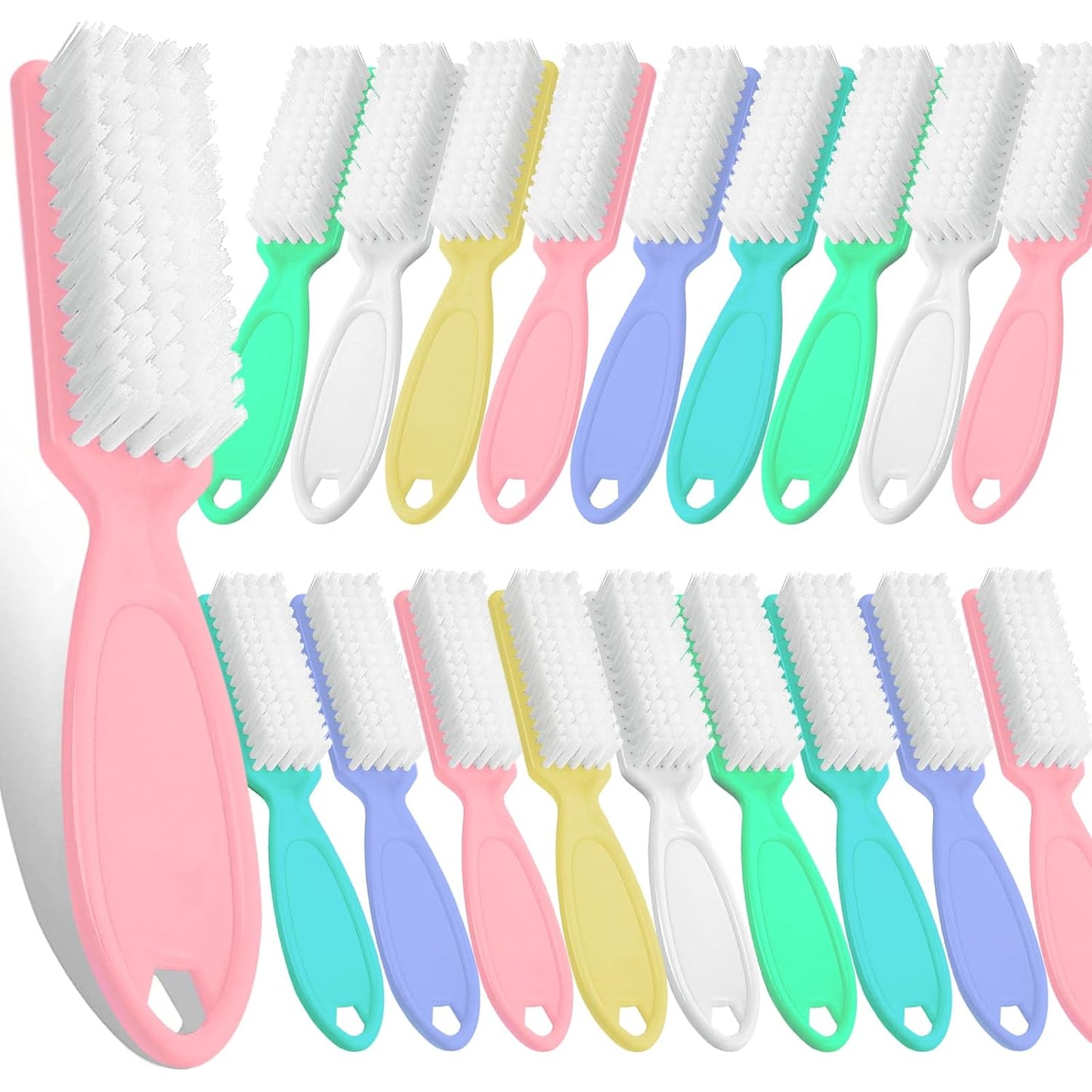 HOFASON 20Pcs Handle Grip Nail Brush, Hand Fingernail Cleaner Brush Manicure Tools Scrub Cleaning Brushes Kit for Toes and Nails Women Men(Random Colors)