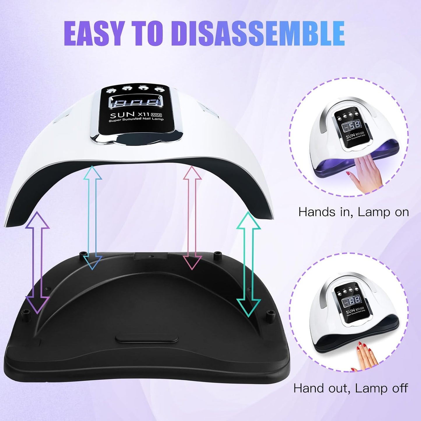 Wisdompark UV LED Nail Lamp 280W, UV Light for Gel Nails with 66Pcs Lamp Beads and Automatic Sensor/4 Timer Settings Professional Nail Dryer for Gel Polish Manicure Art Tools for Home Salon