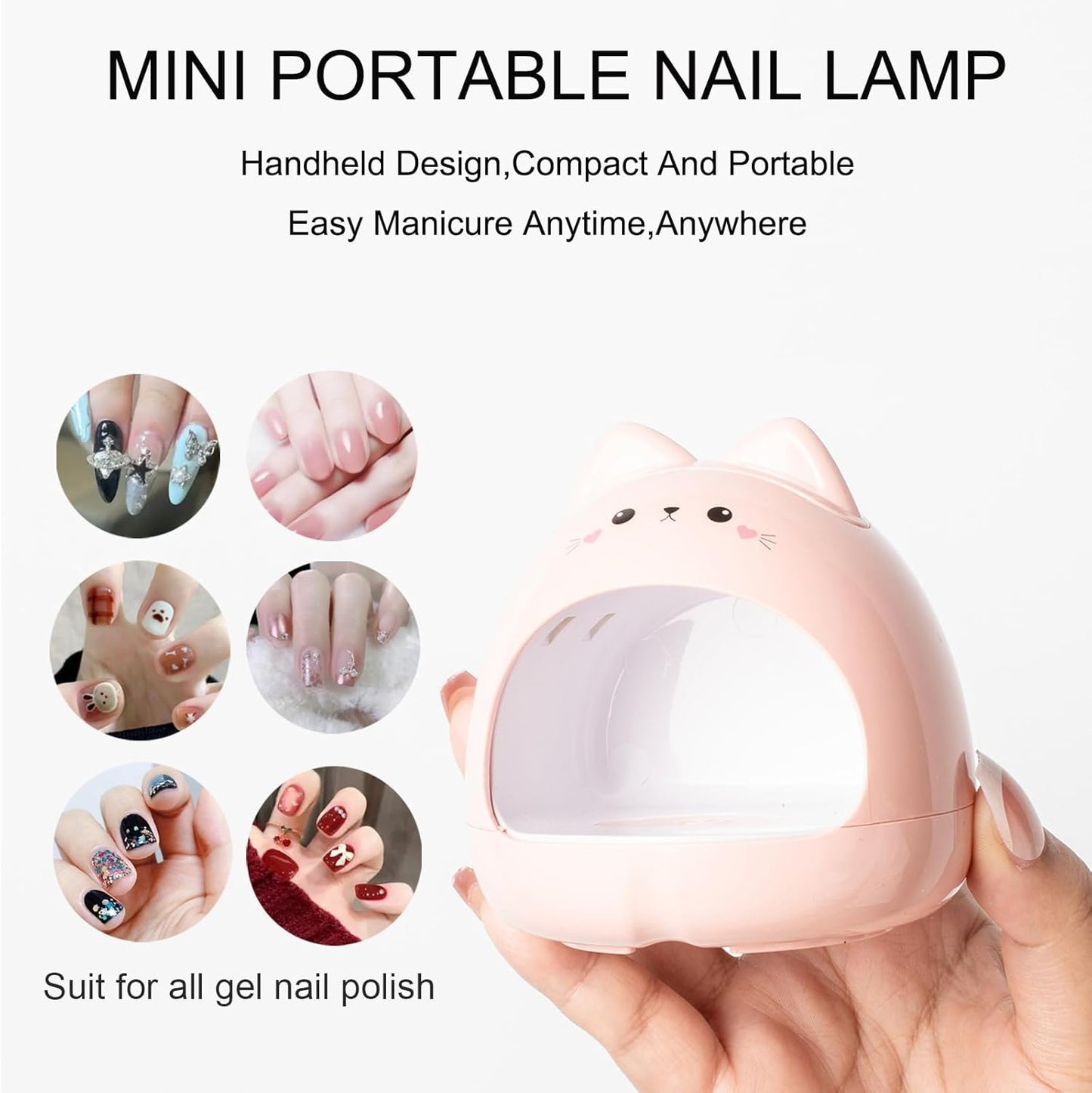 UV Light for Nails, 24W UV LED Nail Lamp for Gel Polish, Fast Nail Dryer with Cute Shape, Small and Portable, LED Nail Light for Fingernail and Toenail Artists DIY-Pink