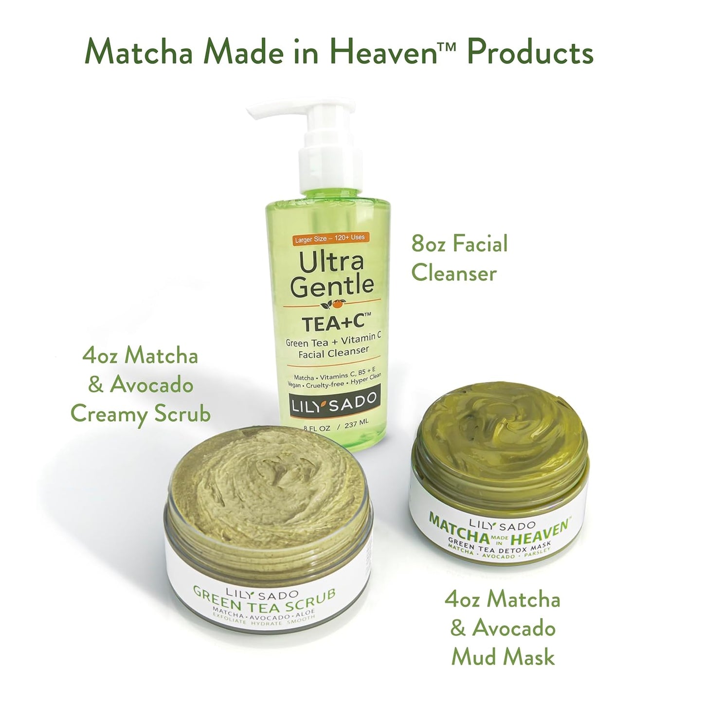 LILY SADO MATCHA MADE IN HEAVEN™ Green Tea Matcha & Avocado Face Mask - Natural Organic Vegan Facial Mask - Anti-Aging Antioxidant Defense Against Acne, Blackheads & Wrinkles – Get Visible Results