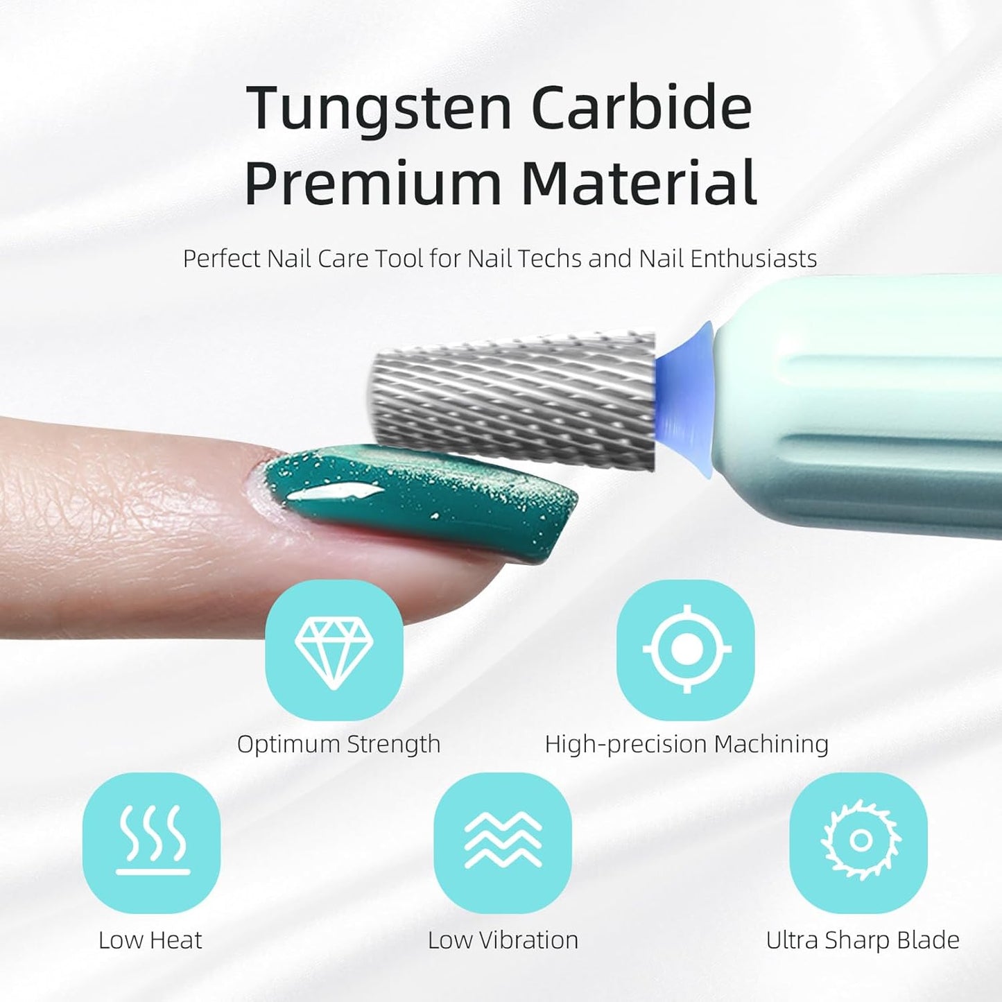 Safety Tapered Nail Drill Bits, Medium Uncoated Smooth Top Barrel Nail Bit, 3/32 Two-way Carbide Drill Bits for Nails, Electric Drills Files Accessories Removal Manicure Gel