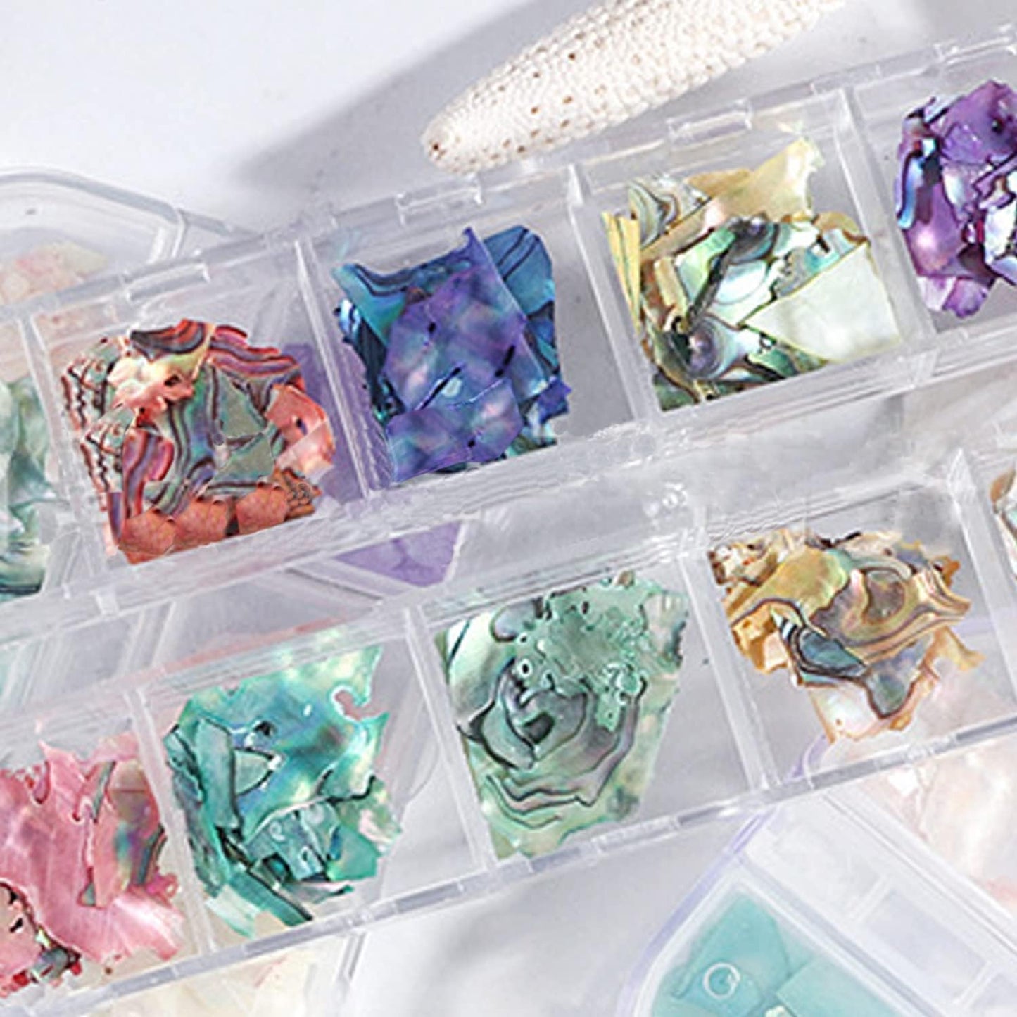 Abalone Seashell Nail Art Sequins, 3D Irregular Thin Nail Art Glitter Flakes Design, Mermaid Shell Slices Decorations UV Gel Shiny Accessories, Ocean Rivet Acrylic Nails Supplies for Women Girls