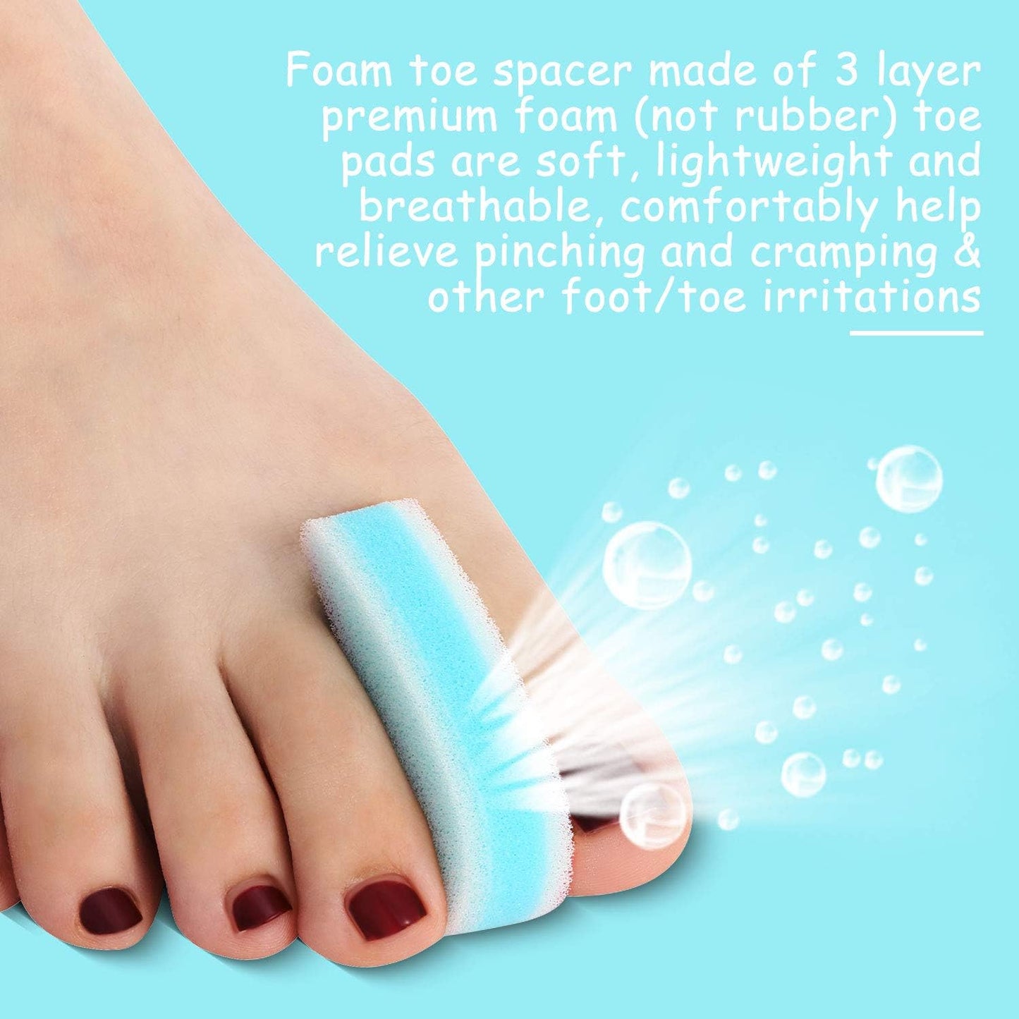 Mudder 16 Pieces Foam Toe Spacers for Feet Women 3 Layer Foam Toe Separators for Overlapping Women Men Relief Friction Hammer and Prevent Corns