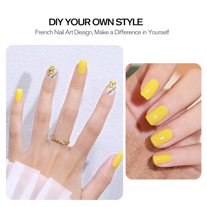 Pastel Gel Nail Polish, 15ml Canary Yellow Color Gel Polish Soak Off LED Nail Lamp Gel Polish Nail Art DIY Home Manicure Salon Gel 0.51OZ