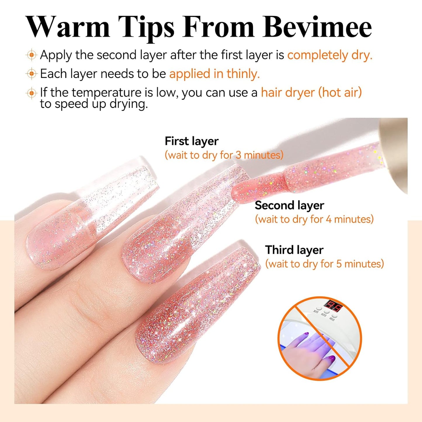 Glitter Nail Polish Quick Dry 12ML Shimmer Holographic Reflective Nail Polish Air Fast Drying Iridescent nail polish Light Brown Varnish Nail Lacquer Nail Art for Beginner-1PC