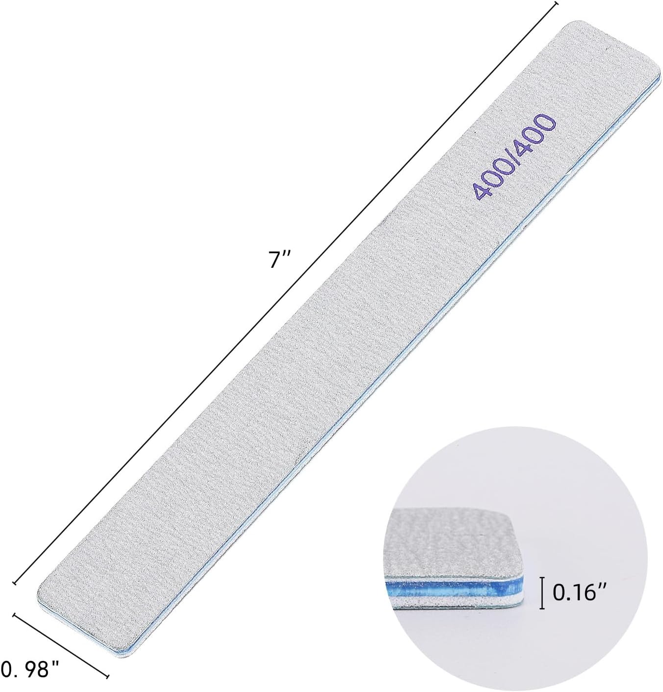 25 Count Nail Files 400/400 Grit, Fine Grit Nail Buffers for Buffing and Smoothing Natural Nails