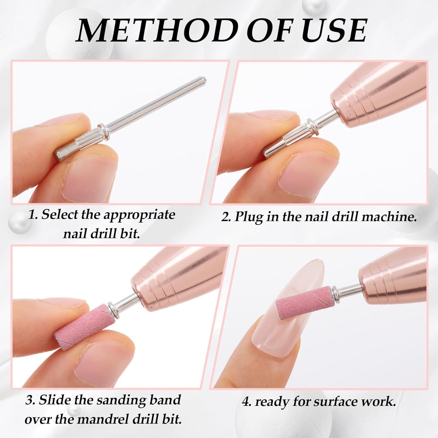 4 Pcs Mandrel Nail Drill Bit, 3.1 MM Mini 3/32 Shank Small Sanding Band Nail Drill Bit, Mini Mandrel Nail Bit, Sanding Bands for Nail Drill, Electric Drill File Machine (Silver)