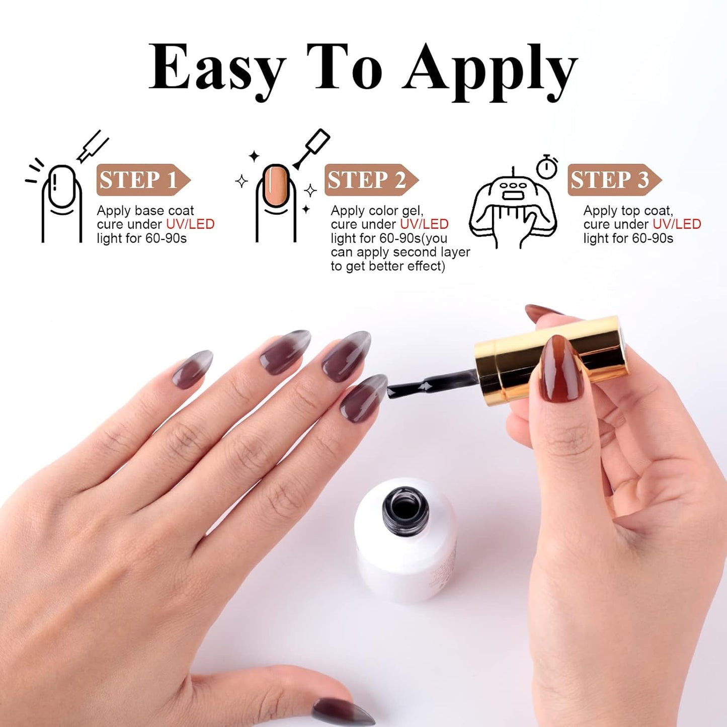 Imtiti Jelly Gel Nail Polish, 1 Pcs 0.5 Fl Oz Black Jelly Gel Polish Soak Off LED U V Nail Gel Polish Sheer Translucent Gel Nail Polish DIY Nail Art Starter Manicure Salon Gel Nail Kit for Women Girls