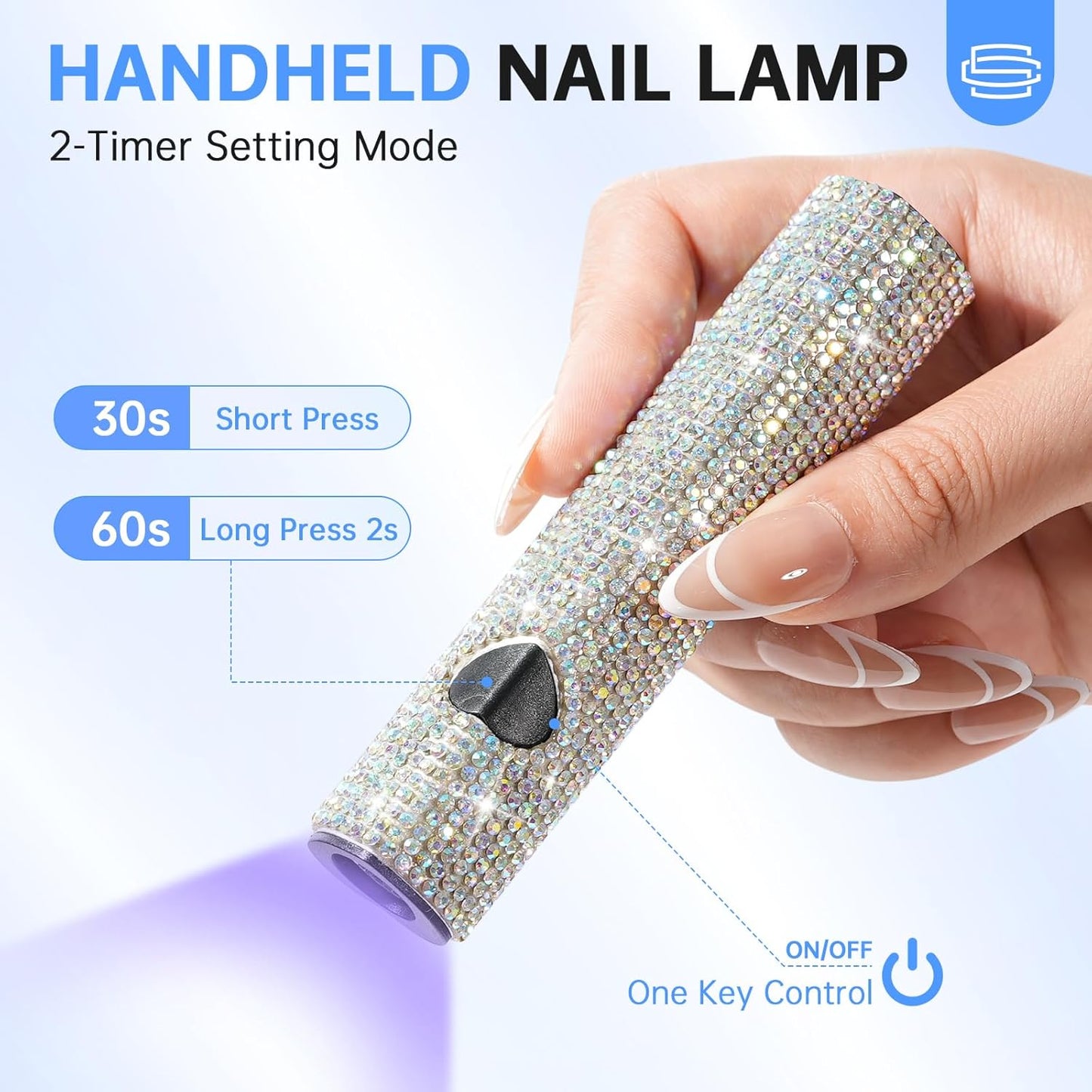 UV Light for Gel Nails, Handheld UV Nail Lamp, Portable LED Nail Lamp, Mini Nail Dryer, USB Nail Light for Fast Curing, White