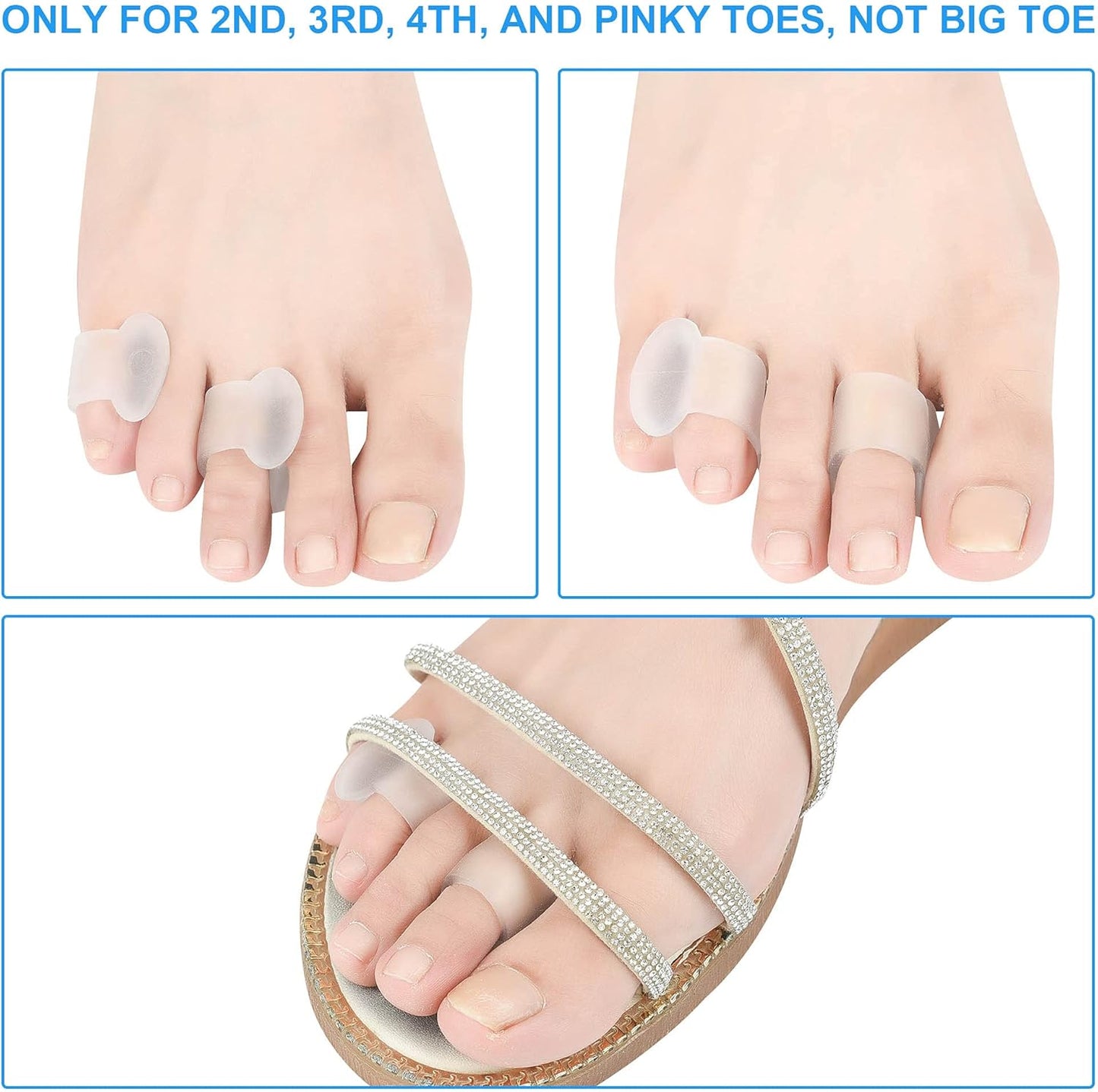 Pinky Toe Separators, Translucent Gel Toe Protector Spreader Small Silicone Toe Spacers, Cushions for Curled Overlapping Separate Toe Correct
