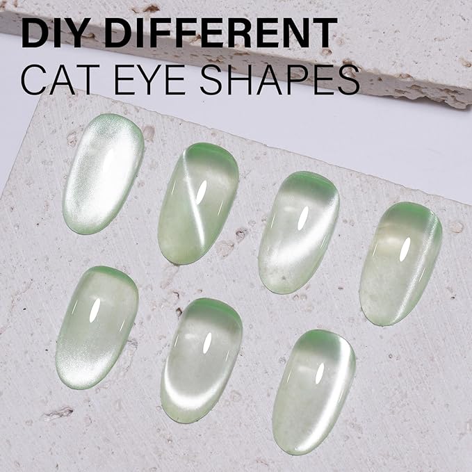 AILLSA Glass Cat Eye Gel Nail Polish, 15ml Green Glitter Jelly Sheer Polish, Translucent Magnetic Shimmer Sparkle St. Patrick's Day Nail Art U V Gel Salon 0.5 OZ GF41