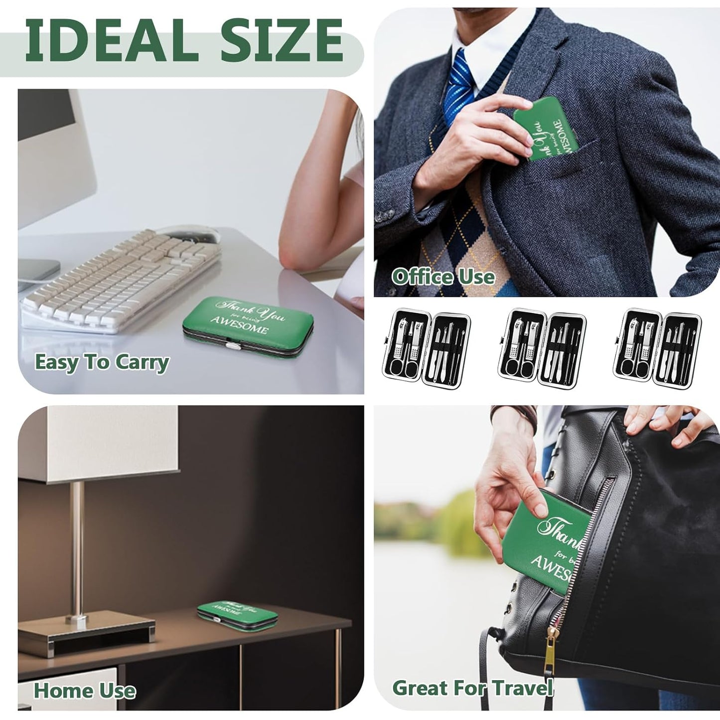 Therwen 24 Sets Manicure Set Nail Clippers 8 in 1 Stainless Steel Grooming Nail Kit Thank You Appreciation Gift Professional Pedicure Tool for Men Women Personal Care(Green)