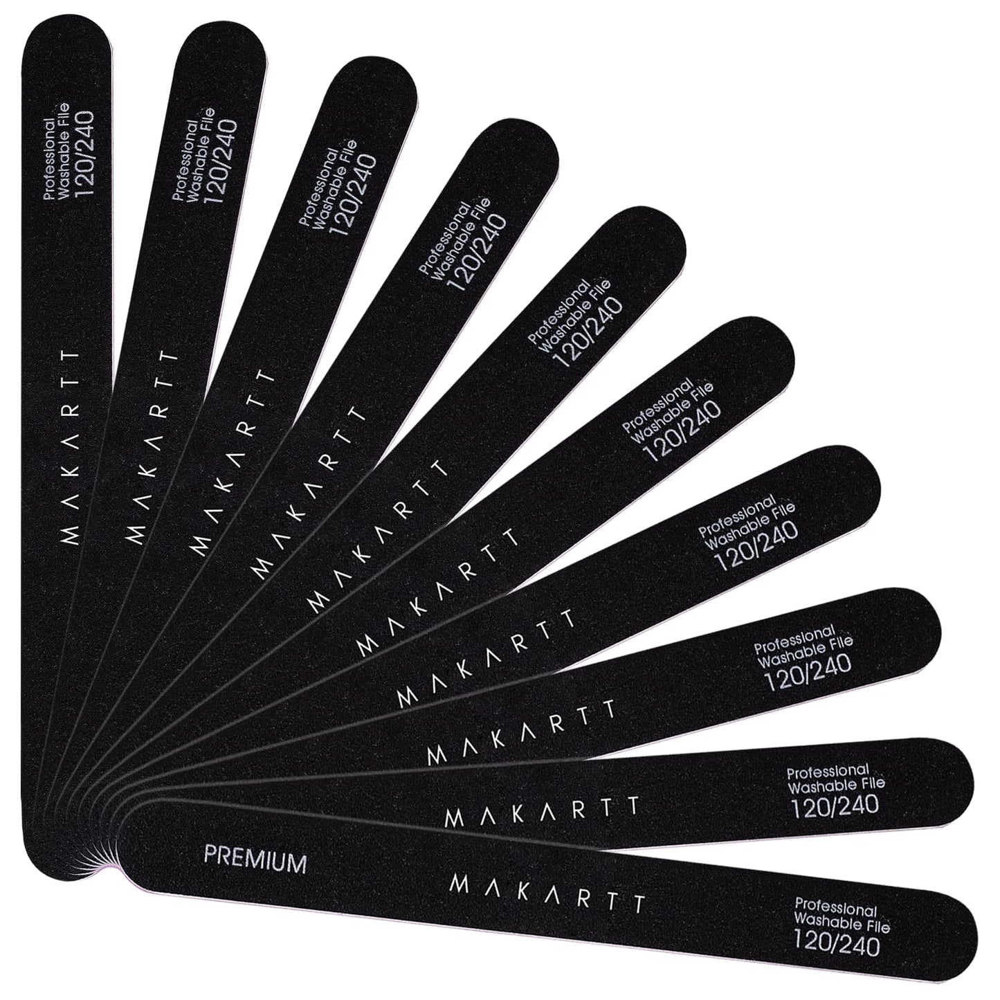 Makartt Nail File, 120/240 Grit Emery Boards for Nails, 10pcs Professional Washable Dual Sides Filer Kit for Medium Filing & Smooth Polishing, Pedicure Manicure Tools for DIY Home Salon Use