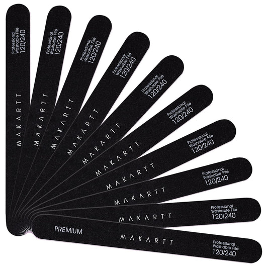 Makartt Nail File, 120/240 Grit Emery Boards for Nails, 10pcs Professional Washable Dual Sides Filer Kit for Medium Filing & Smooth Polishing, Pedicure Manicure Tools for DIY Home Salon Use