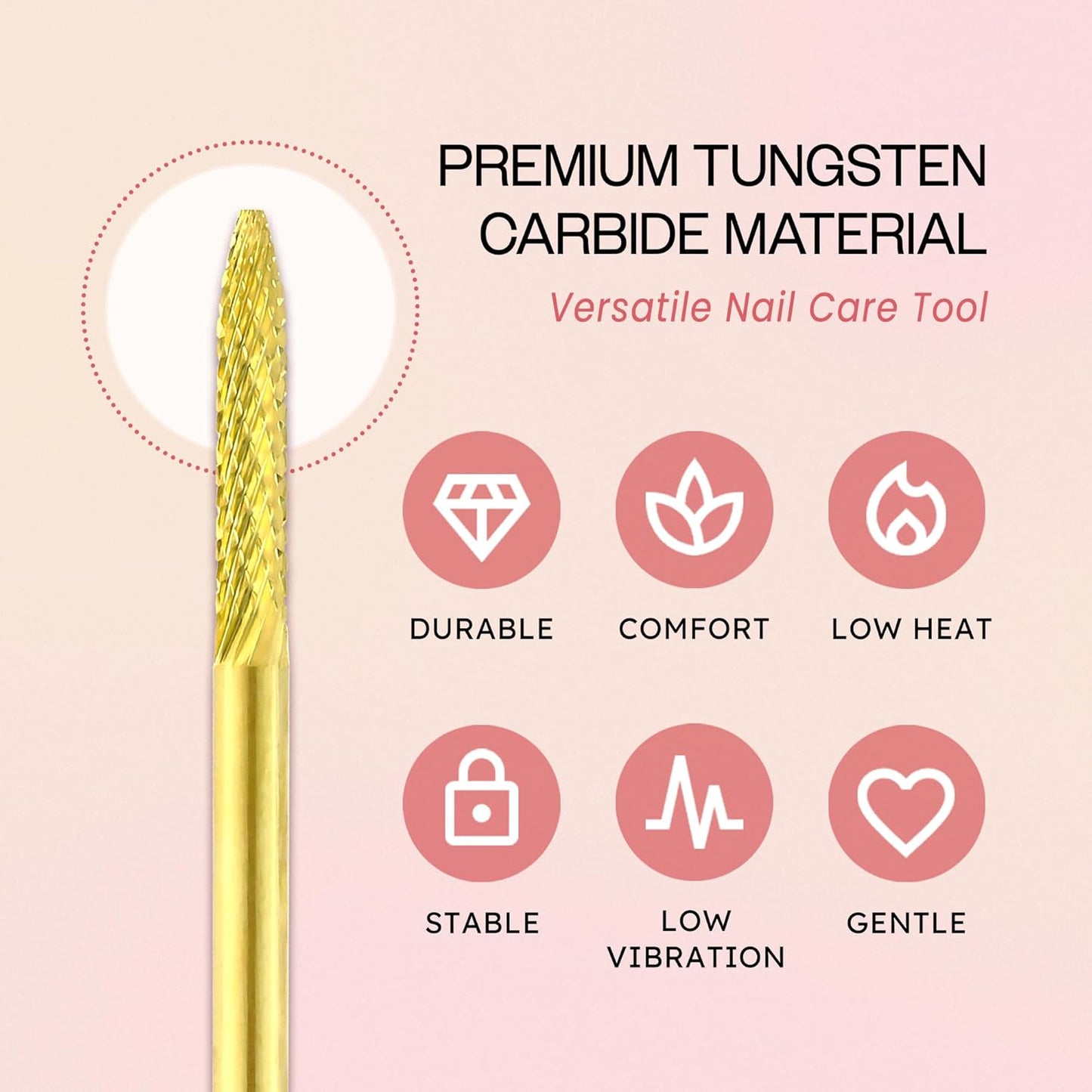 PANA 3/32" Carbide Cuticle Nail Drill Bit for Cuticle Cleaning, Dead Skin Removal, Gel Polish & Acrylic Removal, Under Nail Cleaner, Nail Salon, Manicure Tools (UNC - Gold, Extra Fine)