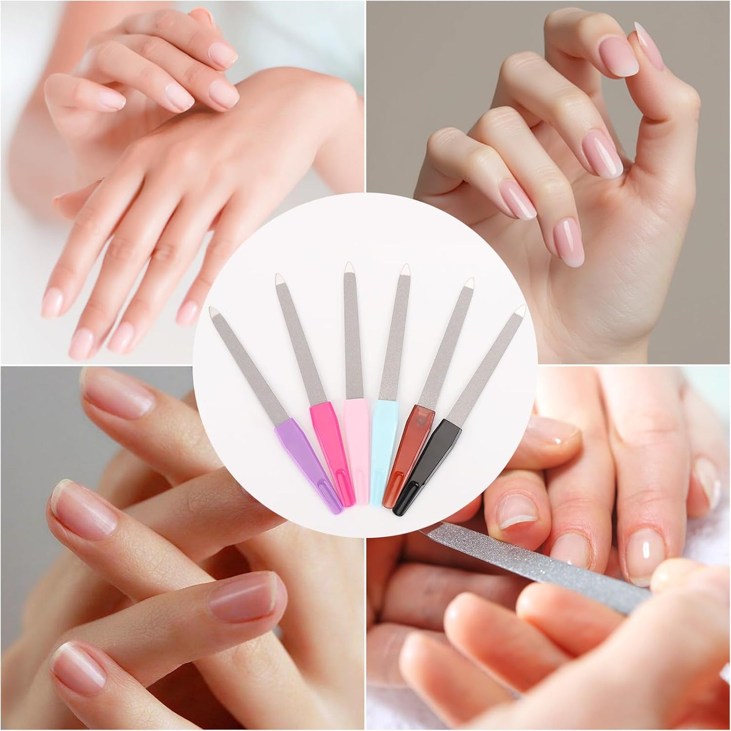 12 Pack Multicolor Metal Nail Files Set - Durable Fingernail Shaping & Smoothing Tools