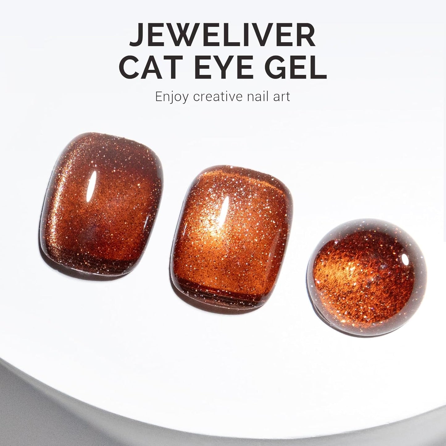 MelodySusie Jeweliver Cat Eye Gel Nail Polish, 0.5 Fl Oz Brown Glitter Holographic Magnetic Nail Polish with Magnet, UV Nail Polish for Nail Art Manicure Salon DIY at Home C6692