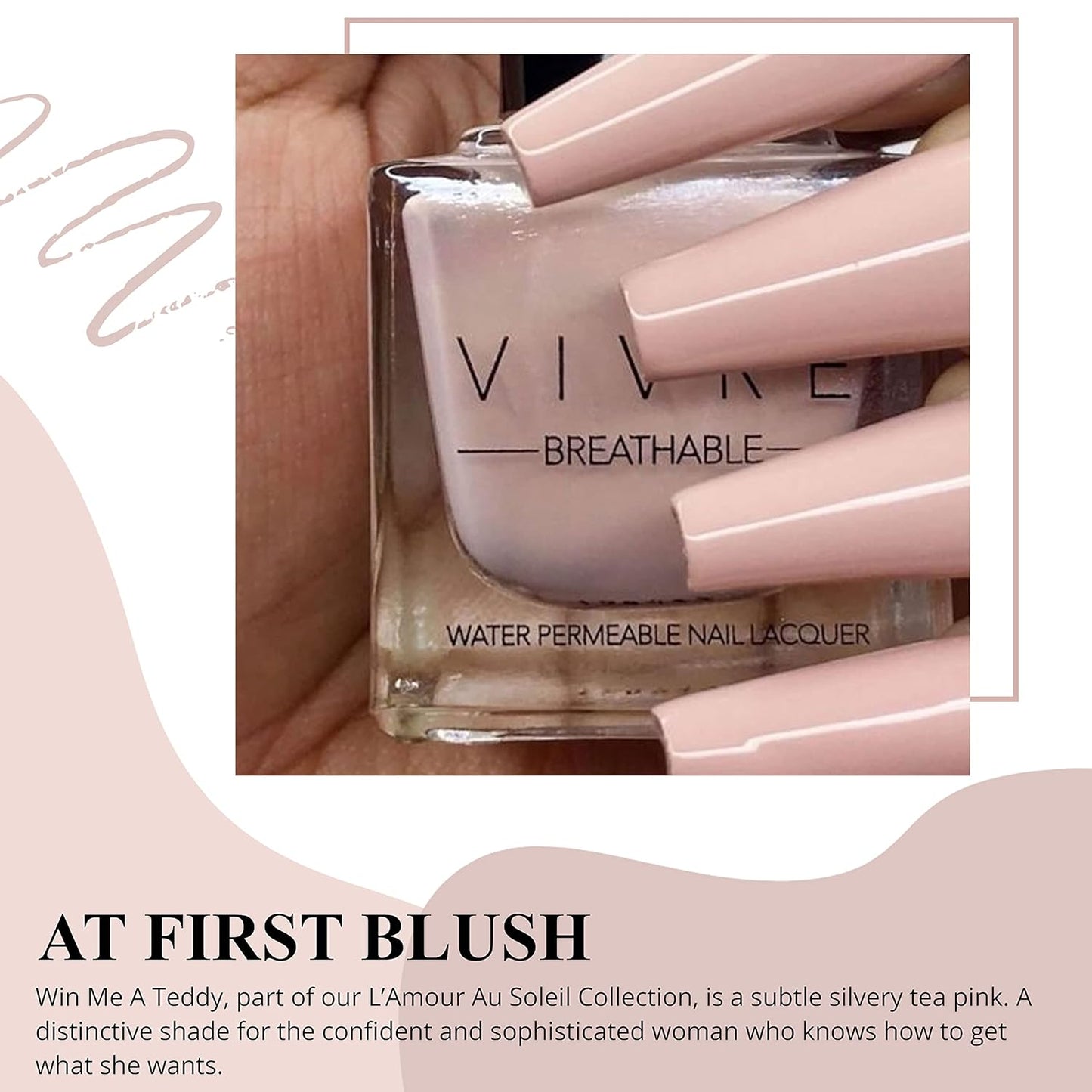 VIVRE Cosmetics Certified Breathable - Water Permeable - Oxygen Permeable - Halal Nail Polish: at First Blush