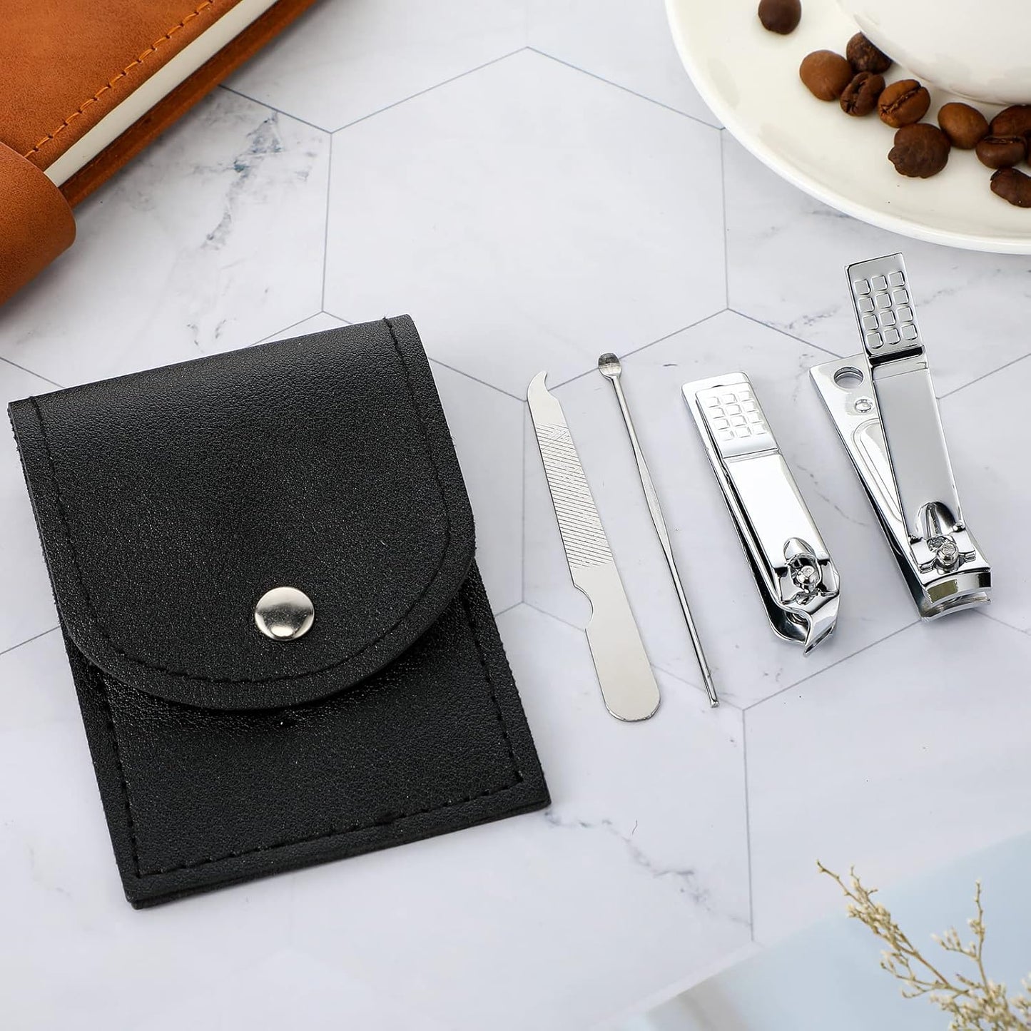 Lasnten 24 Set Christmas Manicure Set Bulk Nail Clippers Grooming Nail Kit Stainless Steel Professional Pedicure Kit Pedicure Tools with Travel Case Gifts for Xmas Men Women(4 in 1,Black)