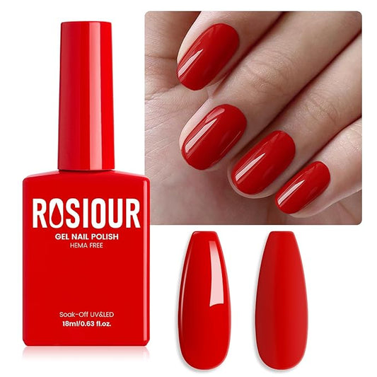 HEMA-Free Red Gel Nail Polish, 18 ML Bright Red Gel Polish for Women, Same Color Same Bottle U V Soak Off Gel Polish, Long-Lasting Professional Gel for Nail Art Salon & Home DIY Manicure