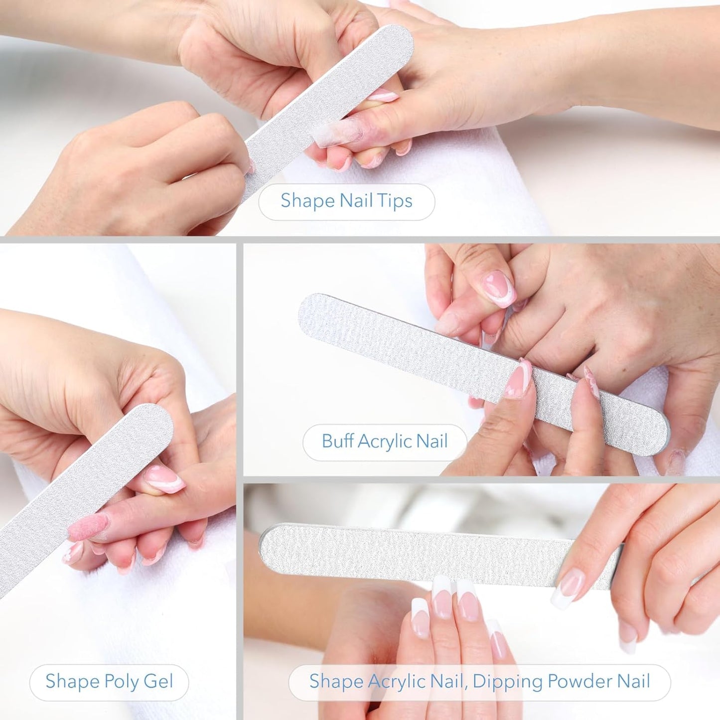 Nail Files, 50 PCS Fingernail Files 7" Long 80/100 Grit Emery Boards for Nails - Professional Nail File Bulk Washable for Acrylic, Gel, Dip Powder, and Poly Gel Nails