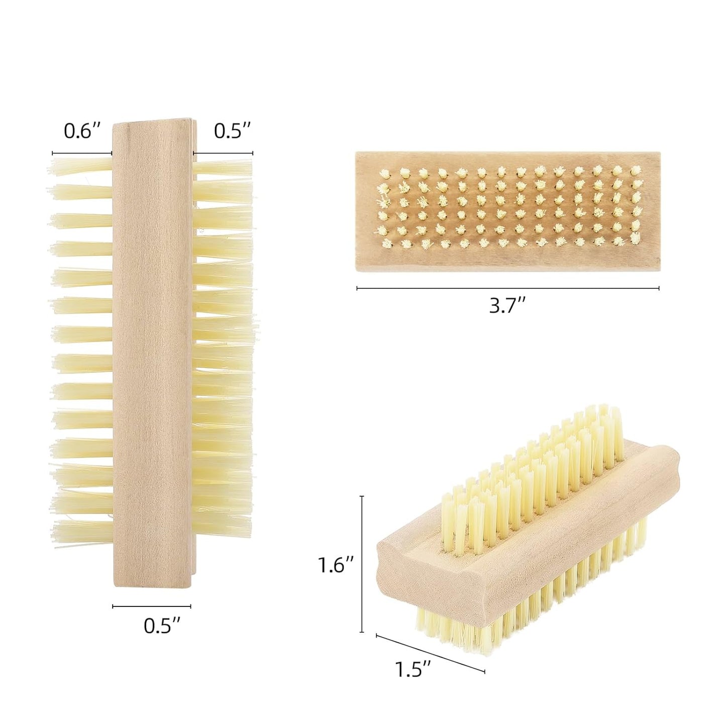 Nail Cleaning Brushes Wood for Fingernails 2-Sided Non-Slip Brush Wooden Nail Brushes 5 Pack