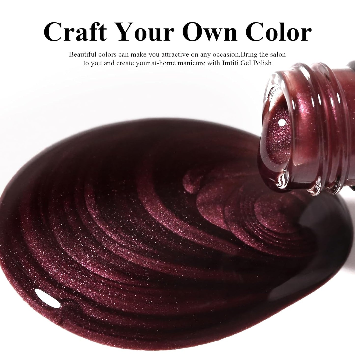Imtiti Pearl Gel Nail Polish,0.5 Fl Oz Copper Red Glitter Drawing Gel Polish Shell Thread Shimmer Mermaid Nail Gel Polish Soak Off UV LED for Home DIY Nail Art Manicure Salon