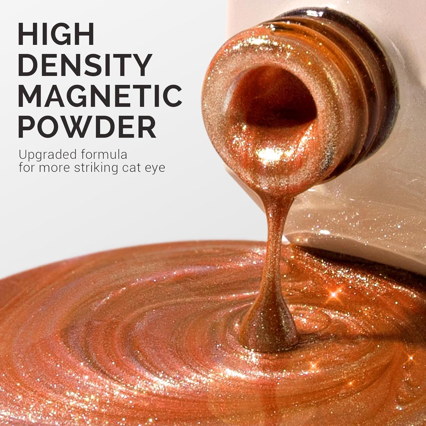 MelodySusie Jeweliver Cat Eye Gel Nail Polish, 0.5 Fl Oz Brown Glitter Holographic Magnetic Nail Polish with Magnet, UV Nail Polish for Nail Art Manicure Salon DIY at Home C68