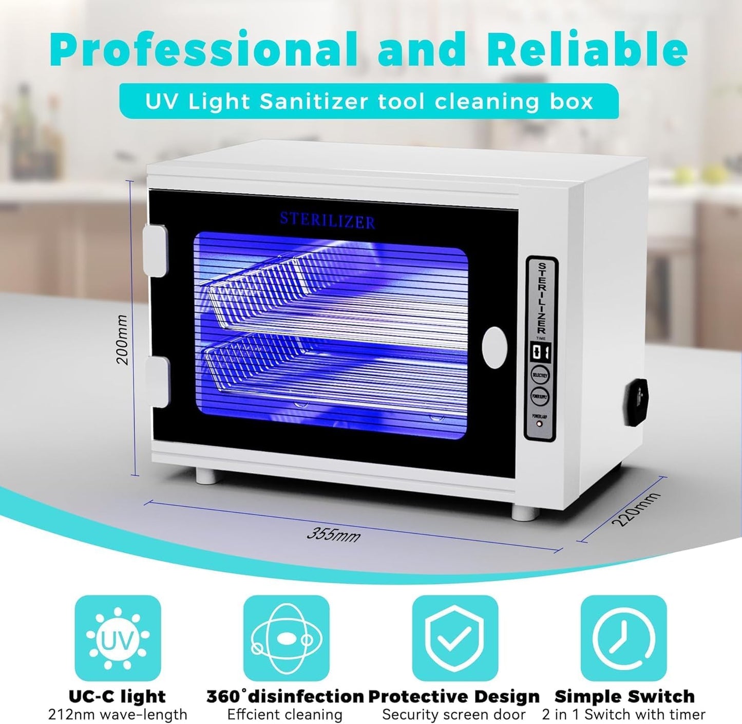 Nail Tool Cabinet, 12L Large Capacity Sanitizer Cleaning Supplies, Multi-Functional Nail Cleaner Box Manicure Tool Cleaning Cabinet Equipment Sanitizing for Beauty, Nail Salon Tool, Toy, Towel (WE)