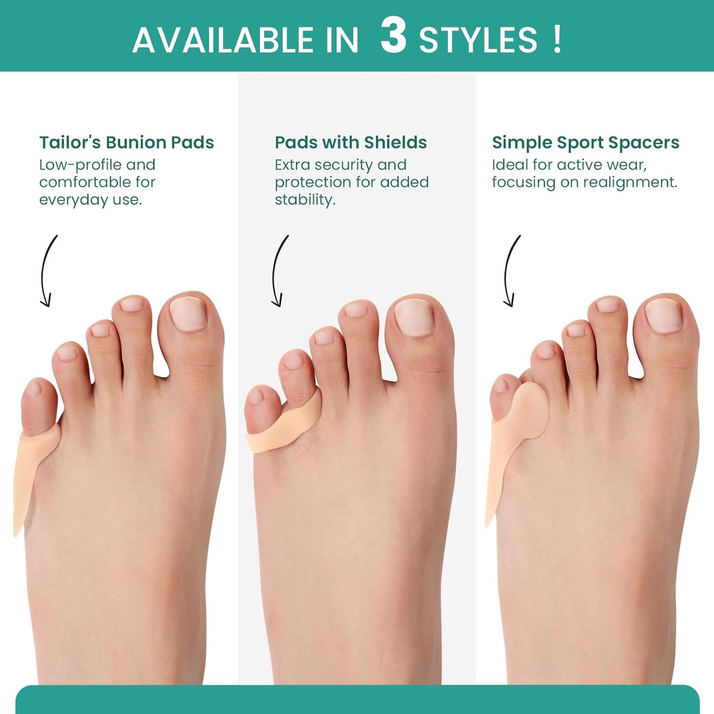 Welnove Tailor's Bunion Corrector Pads - 8 Pack Pinky Toe Protector, Bunion Cushion with Separator for Women Men, Gel Bunion Shield for Foot Pain Relief, Beige(Shield Spacers)