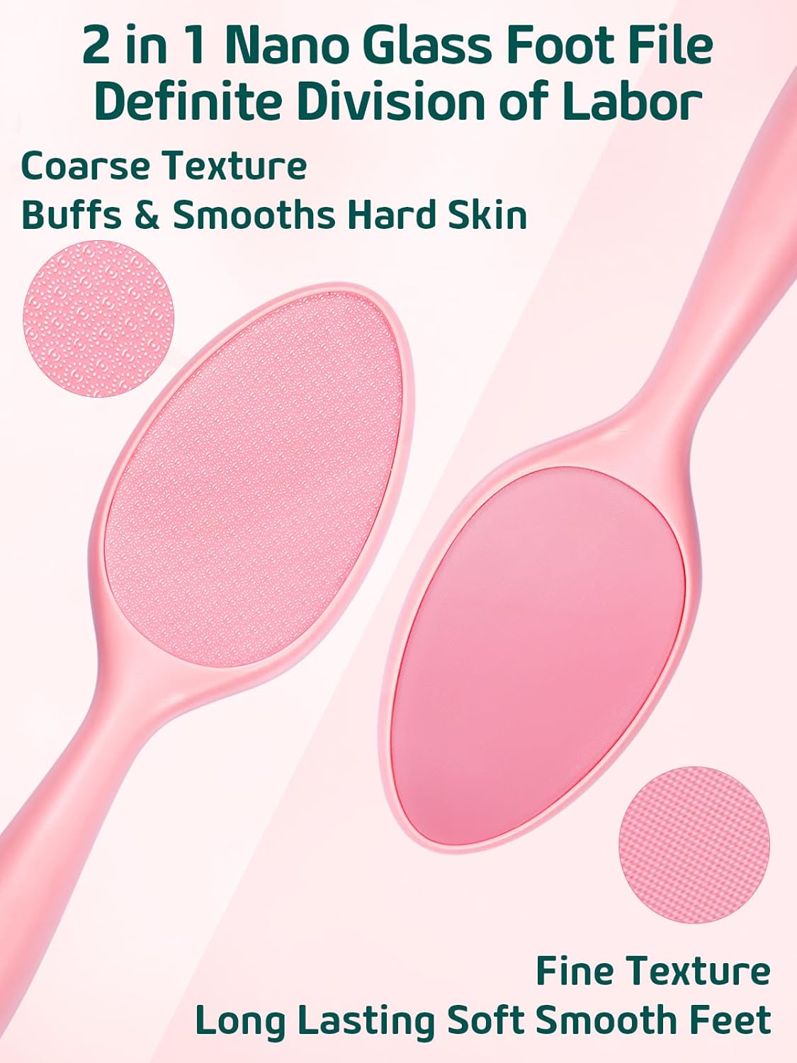 2-Sided Glass Foot File Callus Remover Without Drain Stand (Pink)