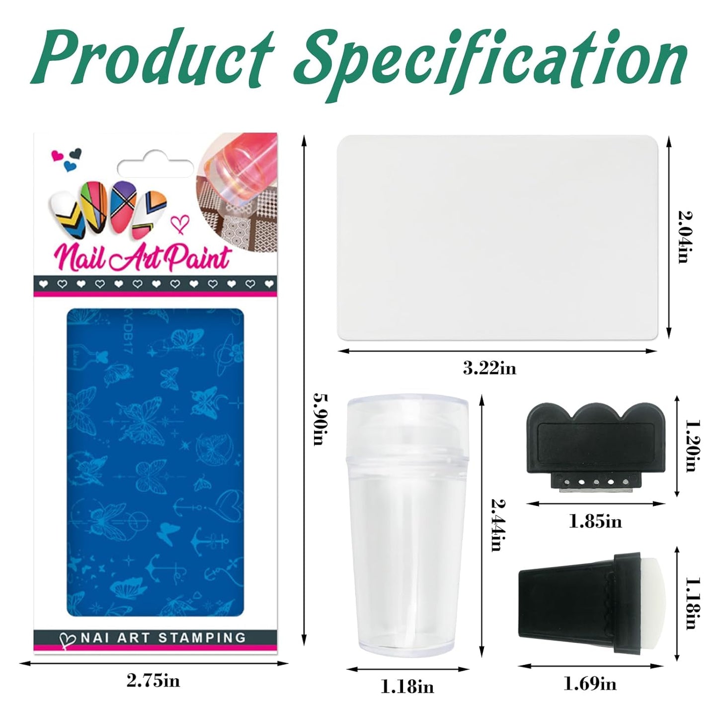 AddFavor Nail Stamping Plate Kit with Nail Stamp and Scraper, 5pcs Star Butterfly Geometric Nail Stamper Kit for Home Salon Manicure Polish Print Stencils Design Tools