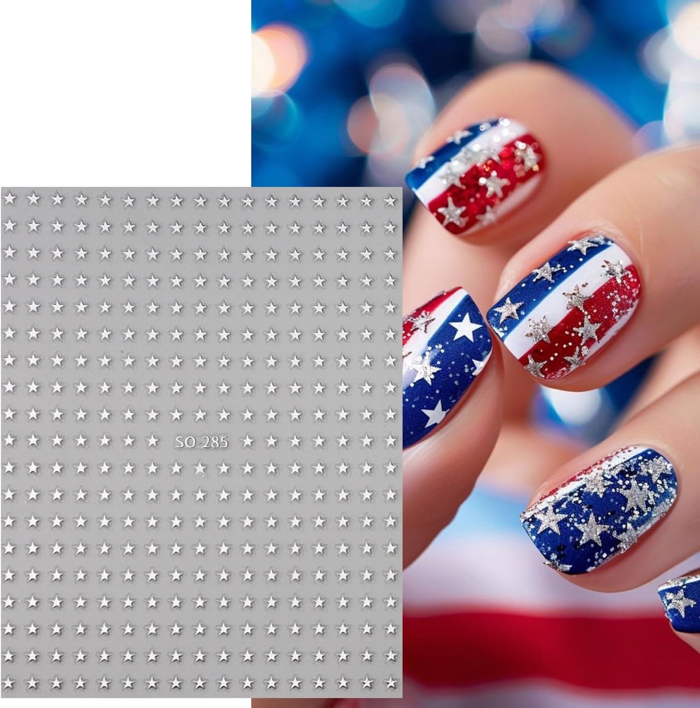 6 Sheets Mini Star Nail Art Stickers for Acrylic Nails 3D Self-Adhesive Sparkling Colorful Stars Nail Art Decals with Small Five-Pointed Star Design Nail Sticker for Women DIY Manicure Decor Supplies