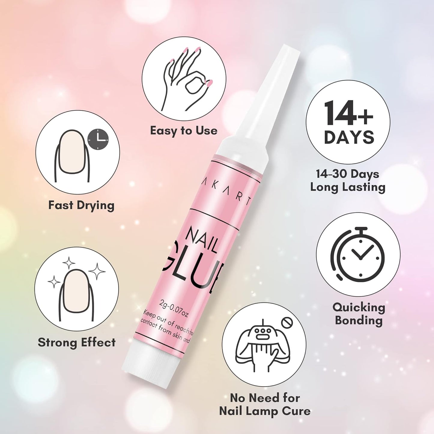 Makartt Super Strong Nail Glue: 100PCS Long Lasting Professional Adhesive for Acrylic and Press on Nails Repair, 0.07oz Supplies for DIY Salon and Home Use