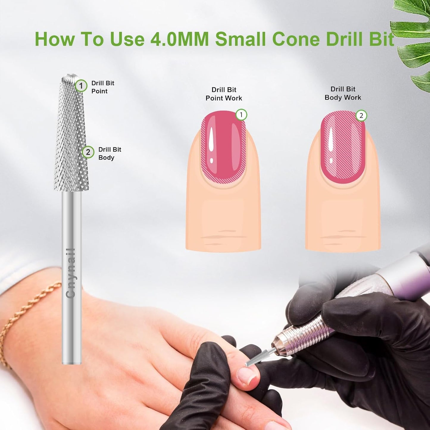 Cnynail 3/32" 4.0MM Small Cone Clean Medium Grit Carbide Cuticle Cleaner Bit for Electric Nail Drills – Professional Manicure Tool for Nail Salons and Home Use (XF Grit. Silver)