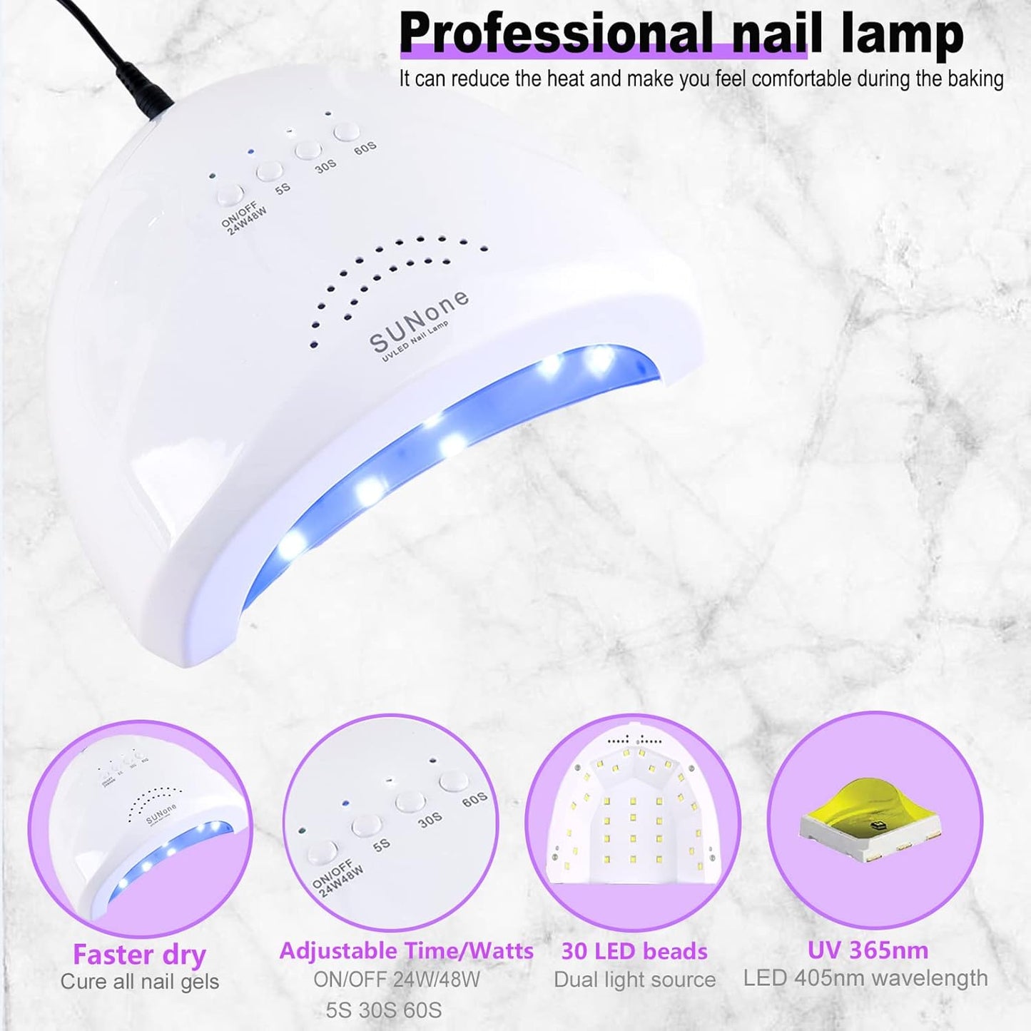 69PCS Nail Polish Kit with UV Light, 28 Colors Soak Off Gel, Manicure Dryer Lamp & Shaping Tools for Salon and Home Use