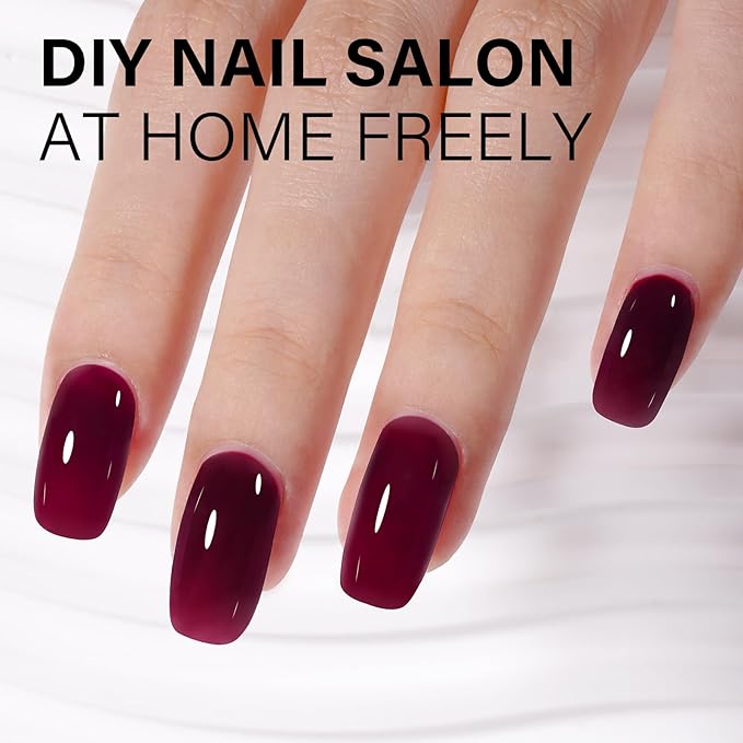 AILLSA Dark Red Gel Nail Polish, 15ml Soak Off UV LED Cure, Nail Gel for DIY Manicure at Home & Salon