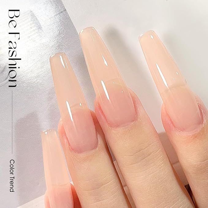 Sheer Jelly Nude Gel Nail Polish 15ml Soak Off UV LED Natural Nail Gel Polish Nail Art French Manicure Salon DIY at Home Curing Required 1 Piece Single Bottle 0.51 Fl.oz X04