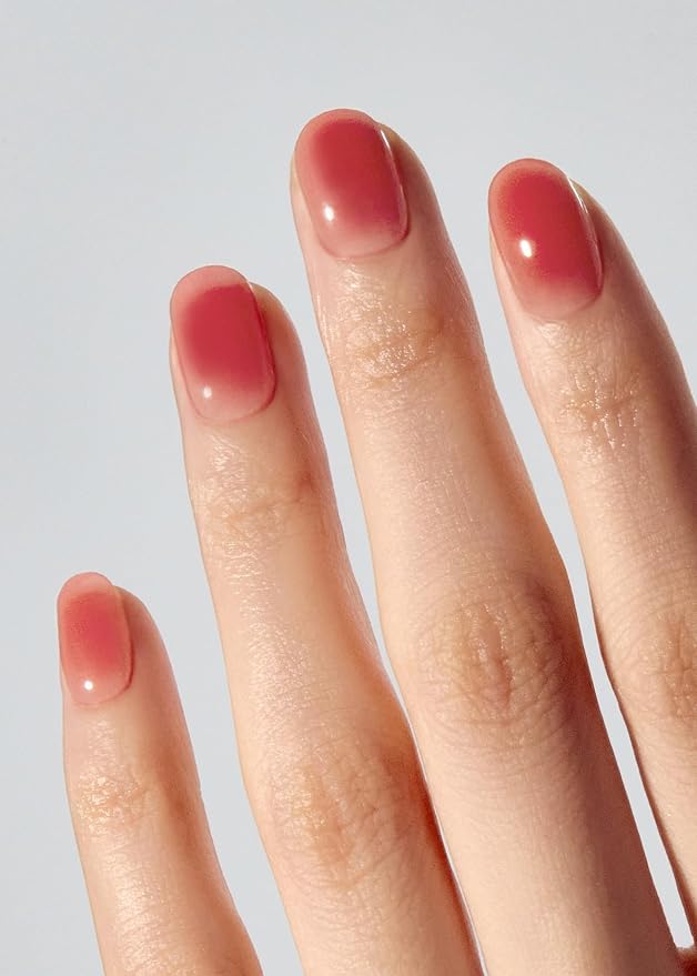 ohora Semi Cured Gel Nail Strips (N Peach Jelly) - Works with Any Nail Lamps, Salon-Quality, Long Lasting, Easy to Apply & Remove - Includes 2 Prep Pads, Nail File & Wooden Stick