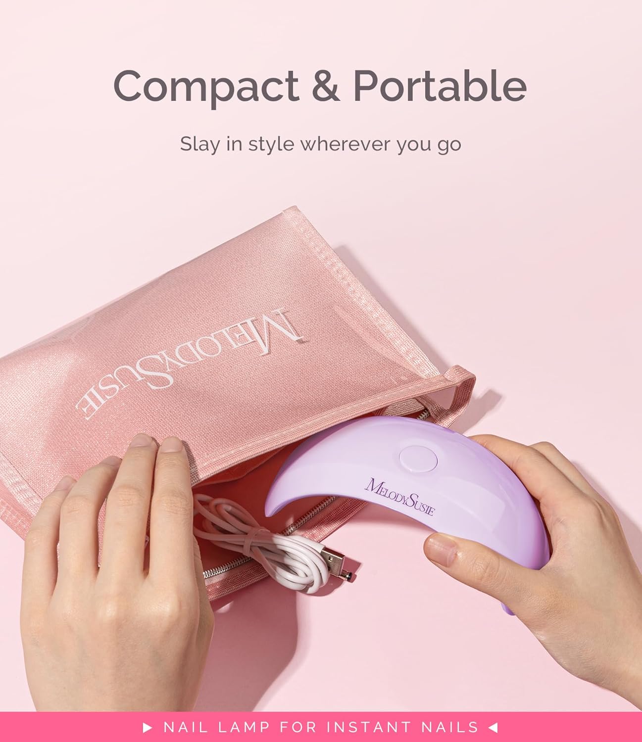 MelodySusie Starter-Friendly LED UV Nail Lamp with 2 Timers, Pocket-Sized for Handheld & Desktop Use, P-art04 UV Light for Gel Nail Especially Instant Nails, Base/top Coat & Half-Cured Gel (Purple)