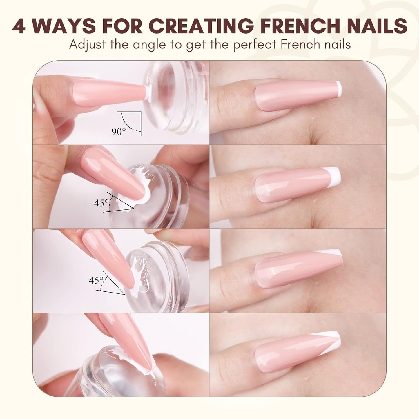 Saviland French Tip Stamp: 14PCS French Tip Tool with Replaceable Nail Stamp Head, Clear Silicone Nail Stamper with Scrapers for French Manicure Home DIY Nails Art Salon