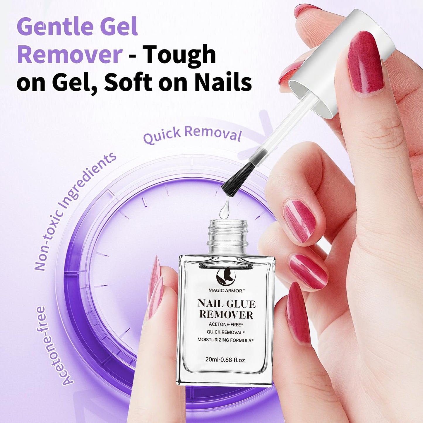 Nail Glue Remover for Press On Nails 20ml, Non-Acetone Removal Debonder, Quick & Gentle Adhesive Remover for Fake Nails – Not for Gel Polish or Base Coat