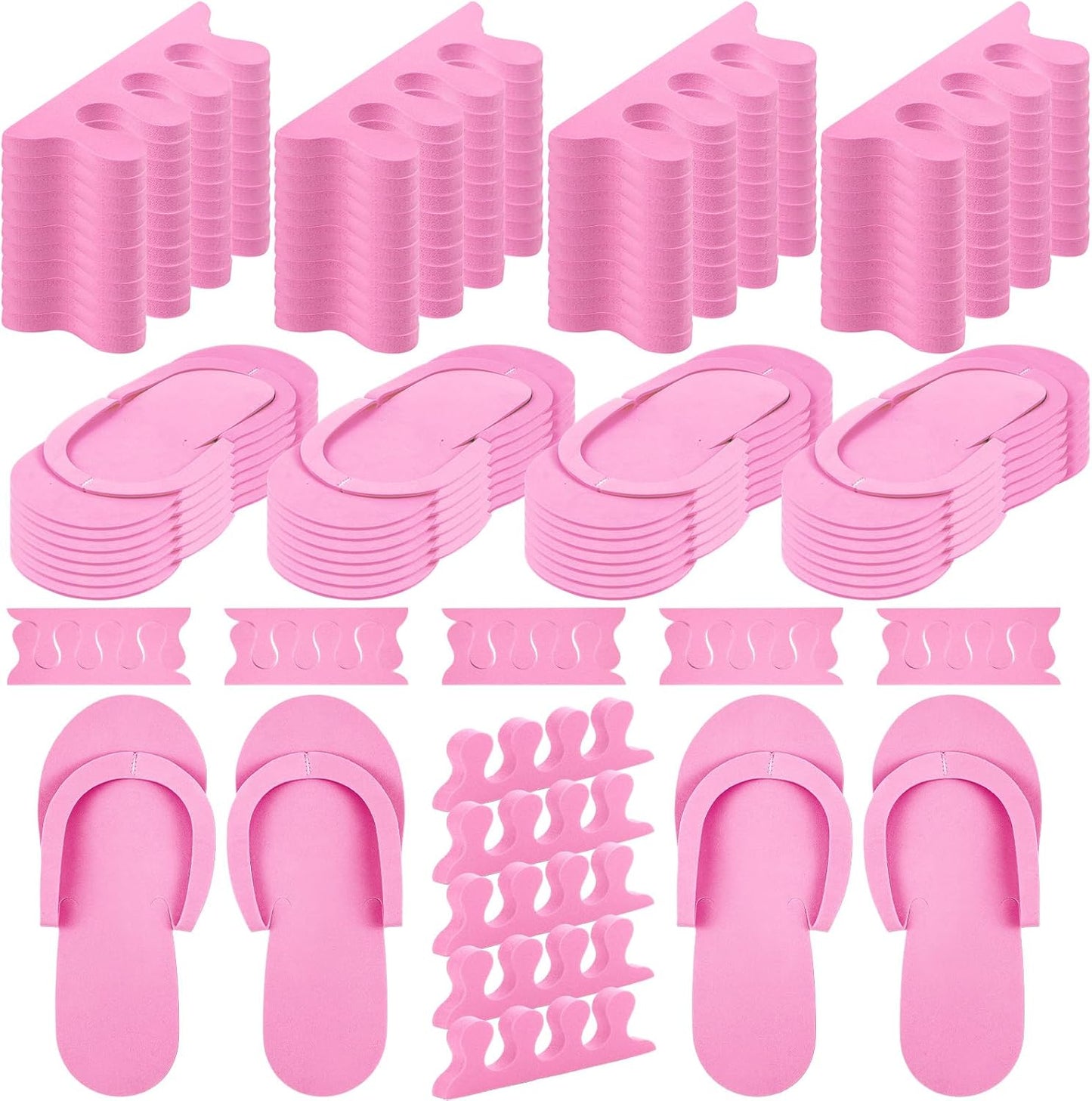 300 Pairs Disposable Pedicure Slippers and Toe Separators Kit Include 80 Disposable Foam Pedicure Flip Flops 220 Pairs Toe Separators for Women Nail Spa